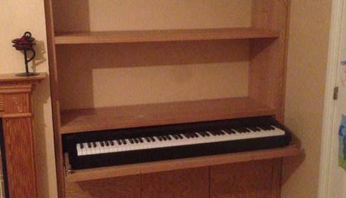 Bespoke shelving and keyboard stand
