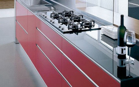 High gloss red kitchen