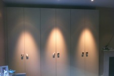 Custom built wardrobe with downlighters